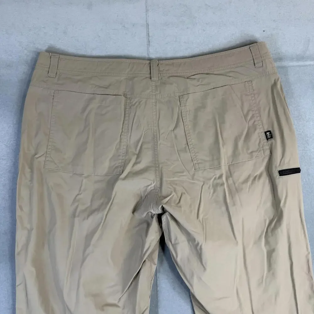 REI Co-op Trailmade Pants Mens 40x34 Tan Hiking Fishing Light Stretch Travel